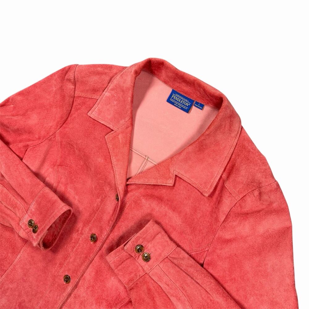 Pendleton Women’s Large Pink Pig Suede Leather Button Front Western Jacket